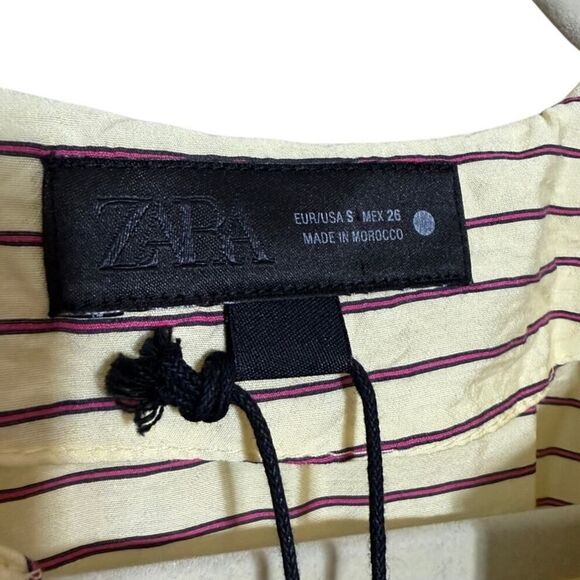 Zara ZW Collection Kaftan Tunic Maxi Dress in Butter Yellow Stripe NWT Sz. S - Picture 9 of 9